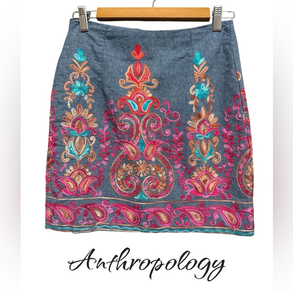 Entro Embroidered Mini Skirt - Blue and Pink
